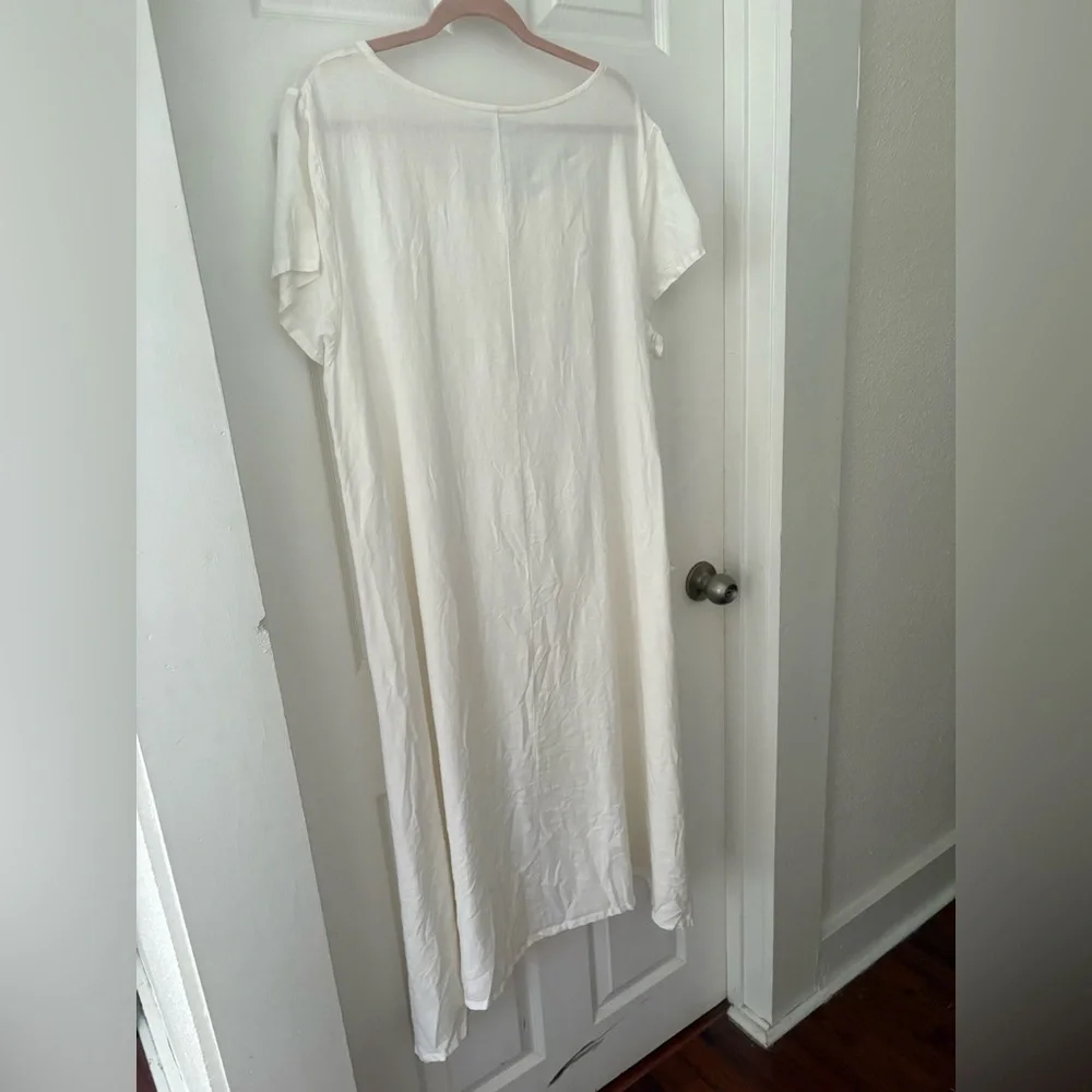 Bryn Walker Cream White Linen Midi Dress - Picture 3 of 10